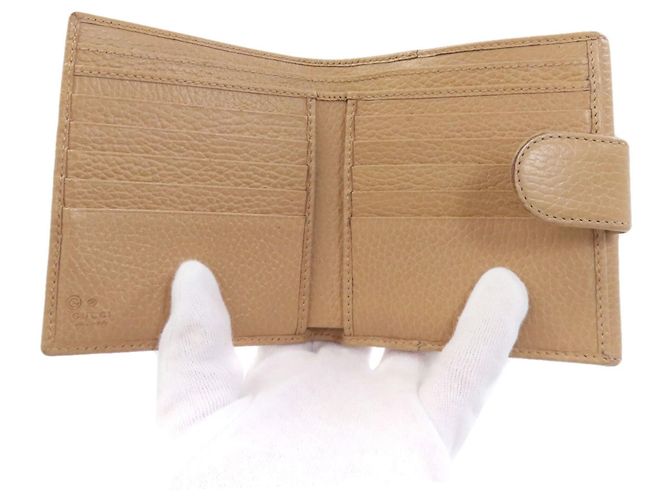 Cartera de cuero marrón de doble pliegue Gucci Castaño - vista 4