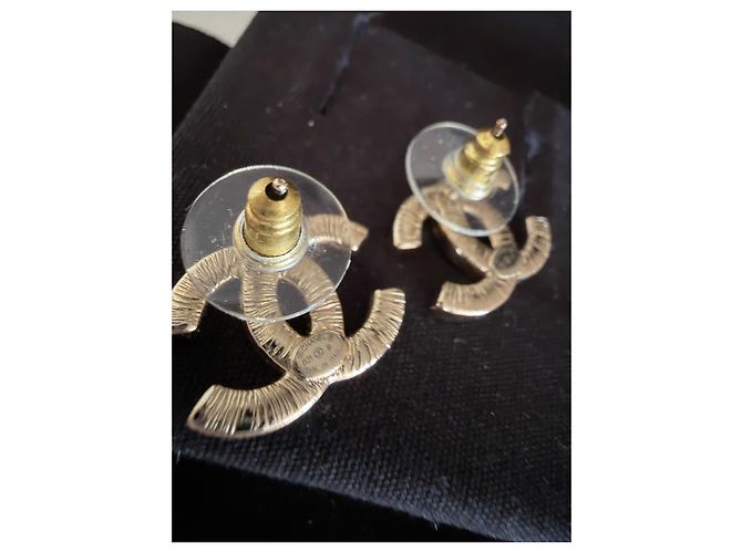 Pendientes Chanel CC Strass Oro Dorado - vista 17
