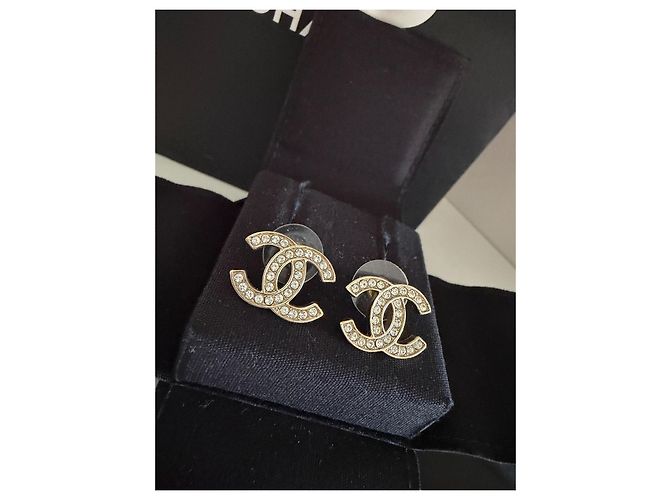 Pendientes Chanel CC Strass Oro Dorado - vista 20