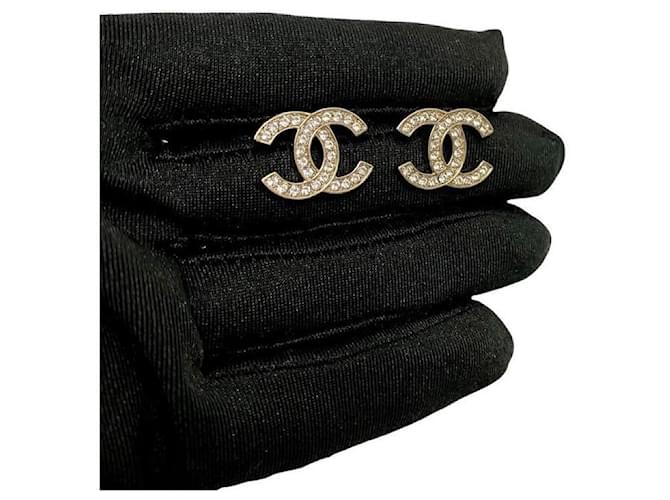 Pendientes Chanel CC Strass Oro Dorado - vista 3