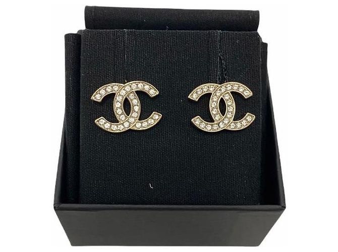 Pendientes Chanel CC Strass Oro Dorado - vista 4