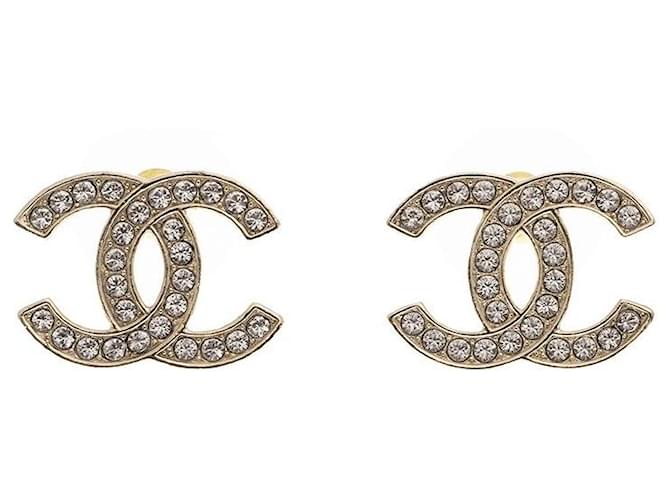 Pendientes Chanel CC Strass Oro Dorado - vista 5