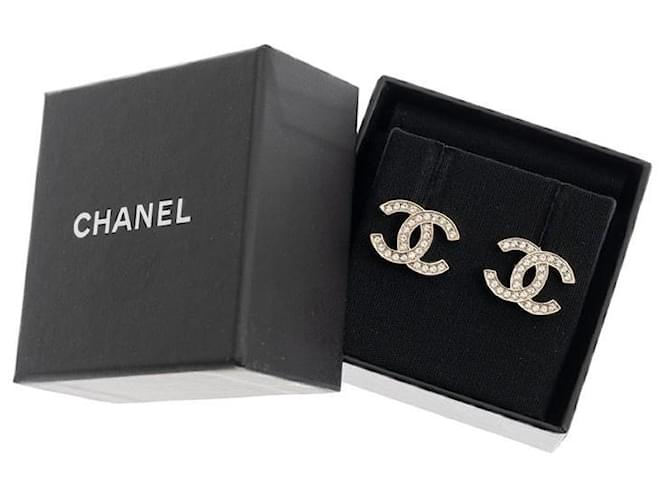 Pendientes Chanel CC Strass Oro Dorado - vista 6