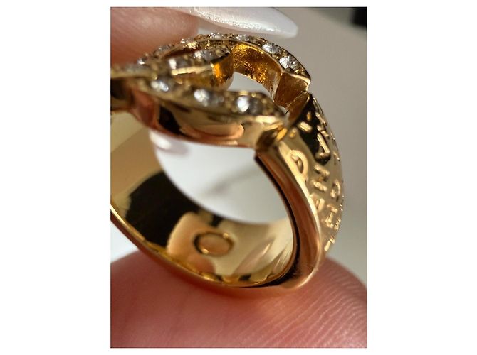 Chanel Ring mit CC-Logo und Kristallen Golden - Ansicht 14
