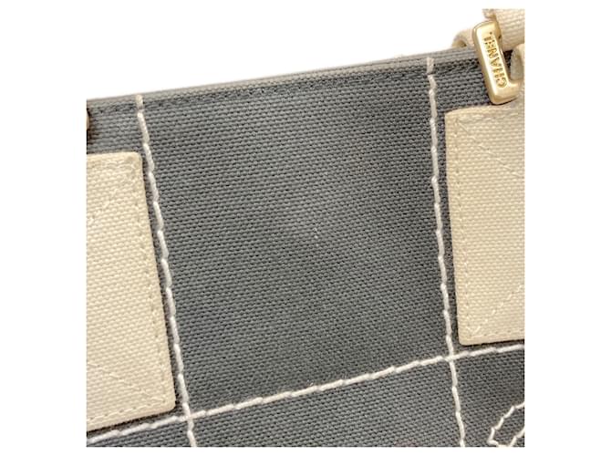 Borsa Chanel Chocolate Bar Canvas Marrone Bianco - vista 11