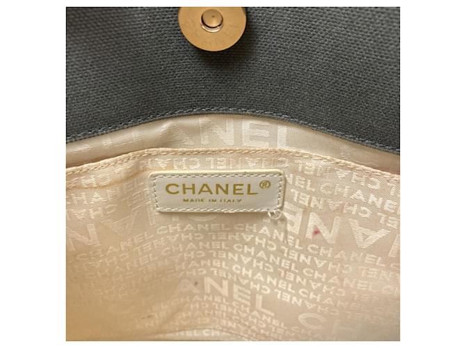 Borsa Chanel Chocolate Bar Canvas Marrone Bianco - vista 6