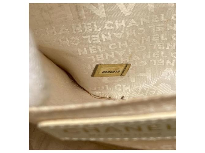 Borsa Chanel Chocolate Bar Canvas Marrone Bianco - vista 7