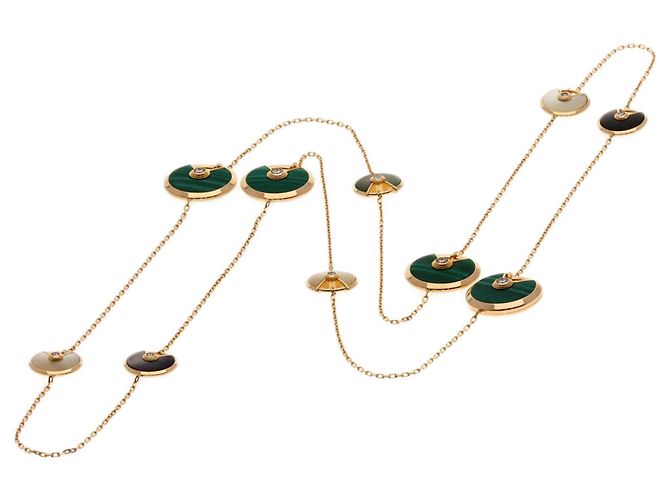 Lange Halskette Cartier Amulette Malachite Shell Diamond - Ansicht 6