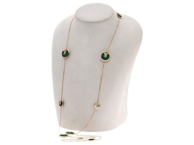 Lange Halskette Cartier Amulette Malachite Shell Diamond - Ansicht 7