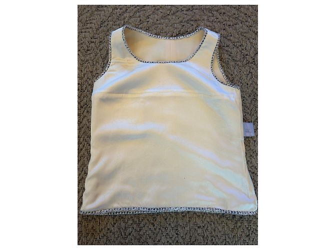 Top de tweed Chanel ecru com emblema bordado - vista 6