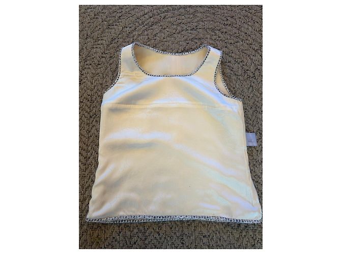 Top de tweed Chanel ecru com emblema bordado - vista 7