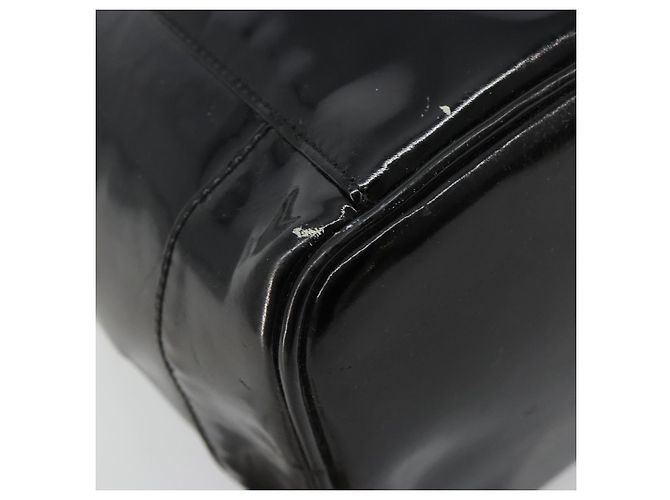 CHANEL Vanity Handtasche Lackleder Schwarz Gold CC Auth BA13209 Golden - Ansicht 13
