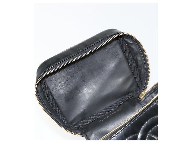 CHANEL Vanity Handtasche Lackleder Schwarz Gold CC Auth BA13209 Golden - Ansicht 15
