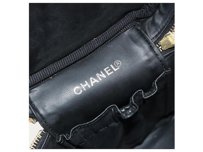 CHANEL Vanity Handtasche Lackleder Schwarz Gold CC Auth BA13209 Golden - Ansicht 16