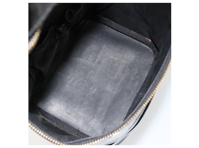 CHANEL Vanity Handtasche Lackleder Schwarz Gold CC Auth BA13209 Golden - Ansicht 17
