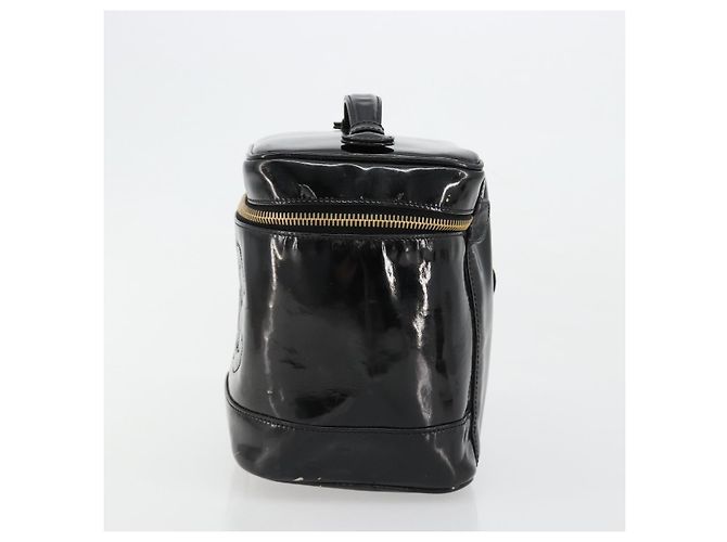 CHANEL Vanity Handtasche Lackleder Schwarz Gold CC Auth BA13209 Golden - Ansicht 4