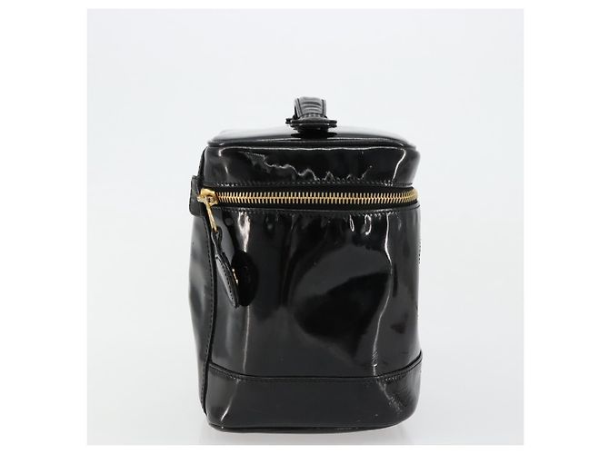CHANEL Vanity Handtasche Lackleder Schwarz Gold CC Auth BA13209 Golden - Ansicht 5