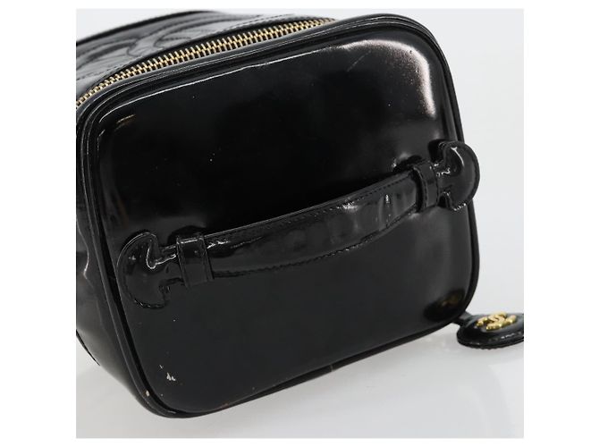 CHANEL Vanity Handtasche Lackleder Schwarz Gold CC Auth BA13209 Golden - Ansicht 7