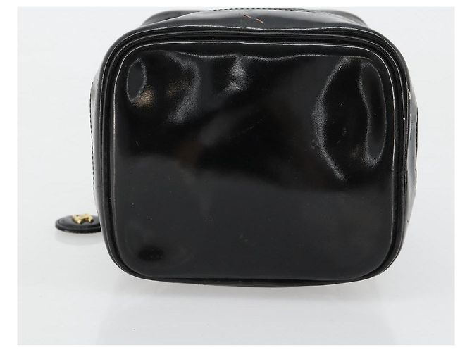 CHANEL Vanity Handtasche Lackleder Schwarz Gold CC Auth BA13209 Golden - Ansicht 9