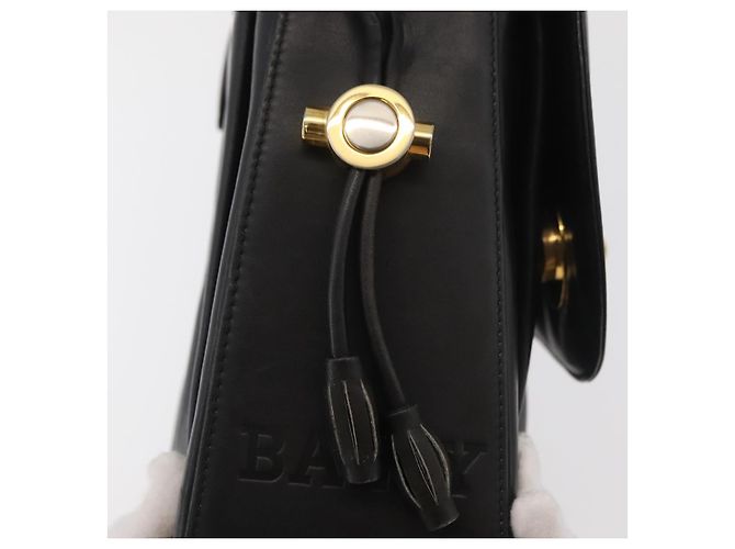 Borsa a Spalla BALLY in Pelle Nera e Oro Auth 171257A Nero D'oro - vista 18