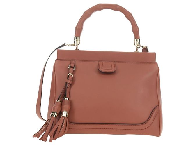 Borsa a Mano GUCCI Bamboo in Pelle 2way Oro Rosa 308385 Auth 181722V D'oro - vista 2