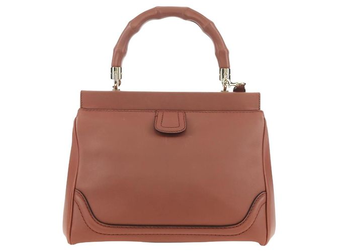 Borsa a Mano GUCCI Bamboo in Pelle 2way Oro Rosa 308385 Auth 181722V D'oro - vista 3