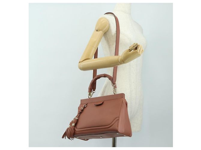 Borsa a Mano GUCCI Bamboo in Pelle 2way Oro Rosa 308385 Auth 181722V D'oro - vista 30