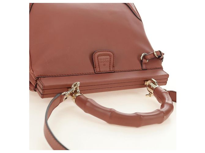 Borsa a Mano GUCCI Bamboo in Pelle 2way Oro Rosa 308385 Auth 181722V D'oro - vista 6