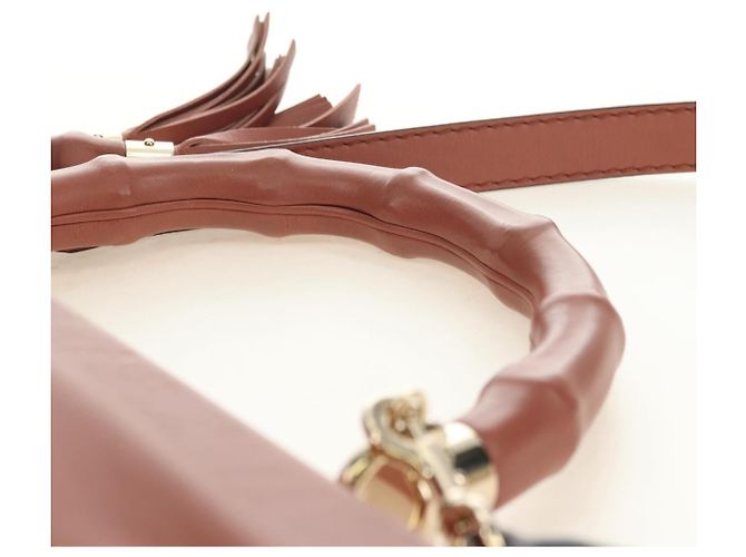 Borsa a Mano GUCCI Bamboo in Pelle 2way Oro Rosa 308385 Auth 181722V D'oro - vista 8