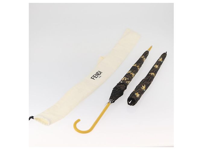 FENDI FENDI x FRGMT x POKMON Zucca Canvas Dragonfly Umbrella Auth 167315SM Marron Noir - vue 16