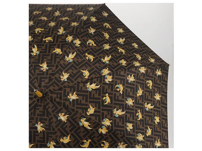 FENDI FENDI x FRGMT x POKMON Zucca Canvas Dragonfly Umbrella Auth 167315SM Marron Noir - vue 4