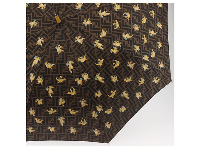 FENDI FENDI x FRGMT x POKMON Zucca Canvas Dragonfly Umbrella Auth 167315SM Marron Noir - vue 6