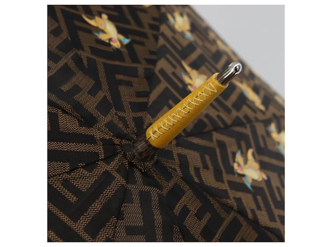 FENDI FENDI x FRGMT x POKMON Zucca Canvas Dragonfly Umbrella Auth 167315SM Marron Noir - vue 7