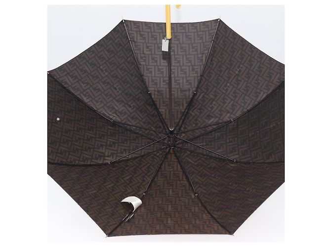 FENDI FENDI x FRGMT x POKMON Zucca Canvas Dragonfly Umbrella Auth 167315SM Marron Noir - vue 9