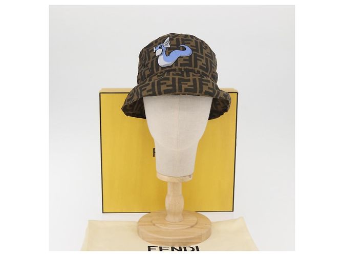 FENDI x FRGMT x POKMON ZUCCA Canvas Bucket Hat Mini-Dragon Braun Auth 167329SM Schwarz - Ansicht 12