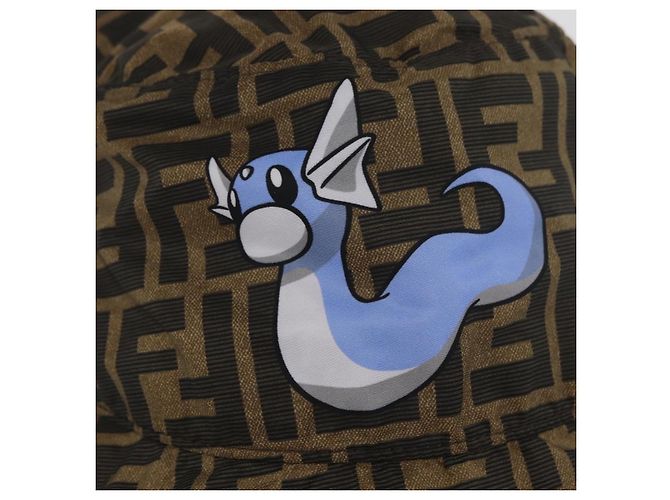 FENDI x FRGMT x POKMON ZUCCA Canvas Bucket Hat Mini-Dragon Braun Auth 167329SM Schwarz - Ansicht 5