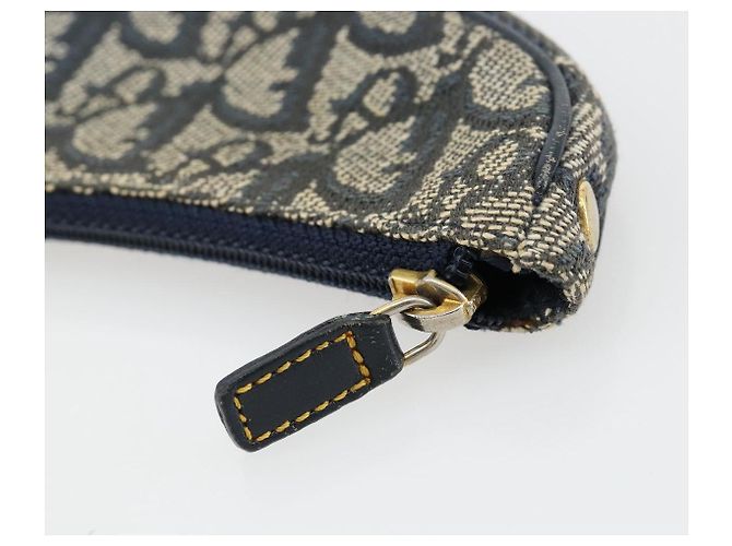 Christian Dior Trotter Canvas Saddle Monedero Navy Gold Auth bs35356 Dorado Azul marino - vista 12