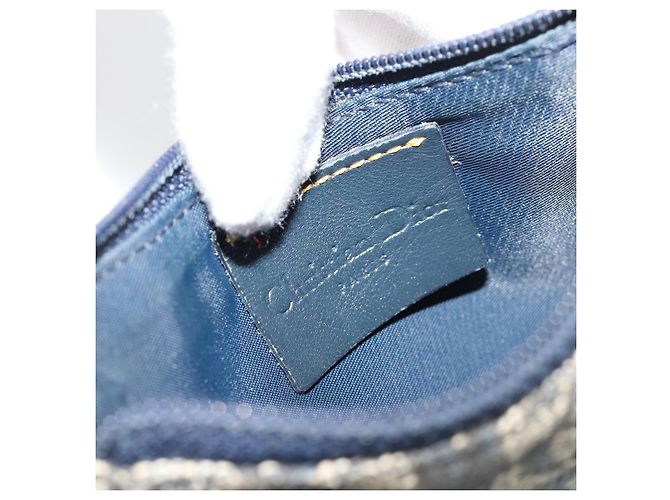 Christian Dior Trotter Canvas Saddle Monedero Navy Gold Auth bs35356 Dorado Azul marino - vista 13