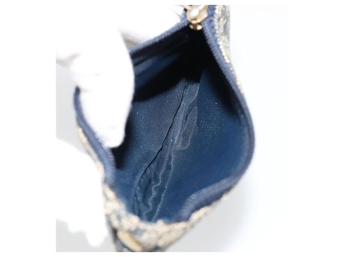 Christian Dior Trotter Canvas Saddle Monedero Navy Gold Auth bs35356 Dorado Azul marino - vista 14