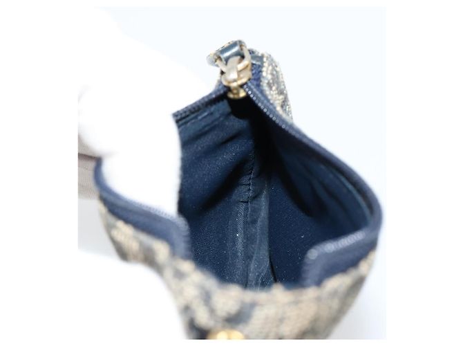 Christian Dior Trotter Canvas Saddle Monedero Navy Gold Auth bs35356 Dorado Azul marino - vista 15