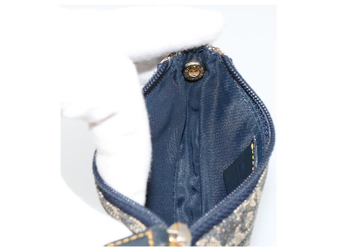Christian Dior Trotter Canvas Saddle Monedero Navy Gold Auth bs35356 Dorado Azul marino - vista 16