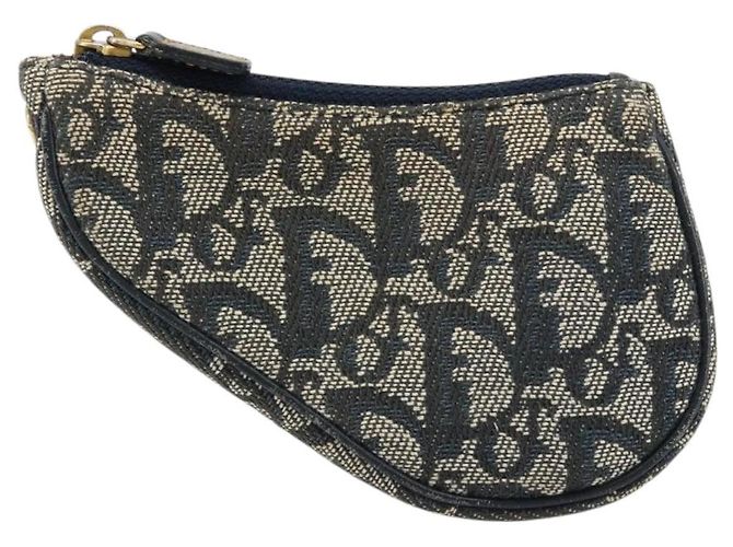 Christian Dior Trotter Canvas Saddle Monedero Navy Gold Auth bs35356 Dorado Azul marino - vista 3