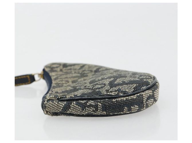 Christian Dior Trotter Canvas Saddle Monedero Navy Gold Auth bs35356 Dorado Azul marino - vista 4