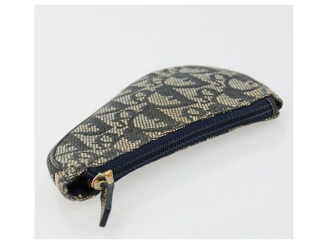 Christian Dior Trotter Canvas Saddle Monedero Navy Gold Auth bs35356 Dorado Azul marino - vista 6
