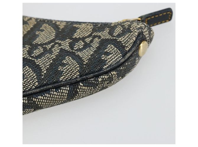 Christian Dior Trotter Canvas Saddle Monedero Navy Gold Auth bs35356 Dorado Azul marino - vista 8