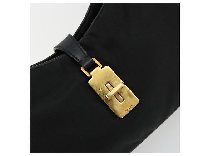 Pochette Accessori PRADA Nylon Nero Oro Auth 171277 D'oro - vista 20