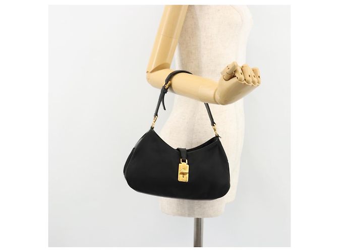 Pochette Accessori PRADA Nylon Nero Oro Auth 171277 D'oro - vista 25