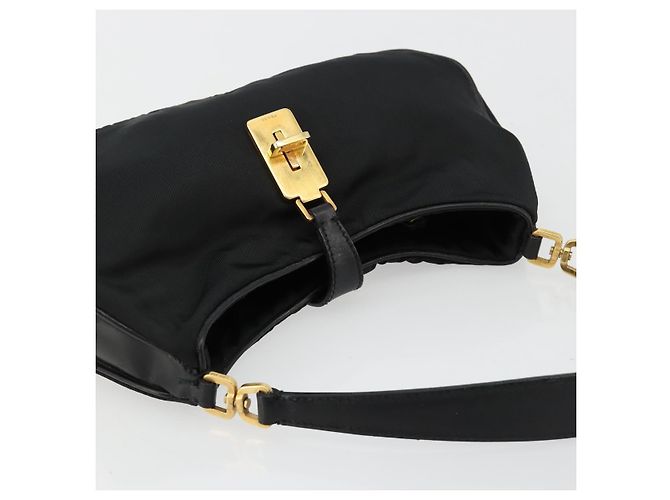 Pochette Accessori PRADA Nylon Nero Oro Auth 171277 D'oro - vista 6