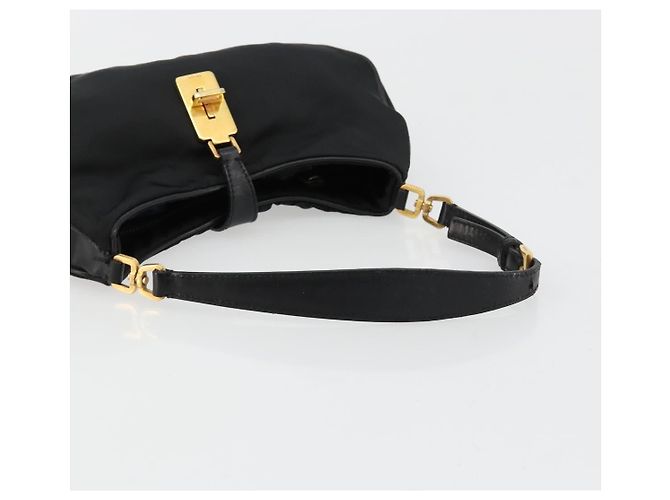 Pochette Accessori PRADA Nylon Nero Oro Auth 171277 D'oro - vista 7