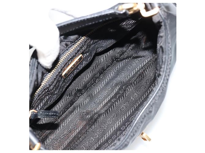 Pochette Accessori PRADA Nylon Nero Oro Auth 171277 D'oro - vista 8